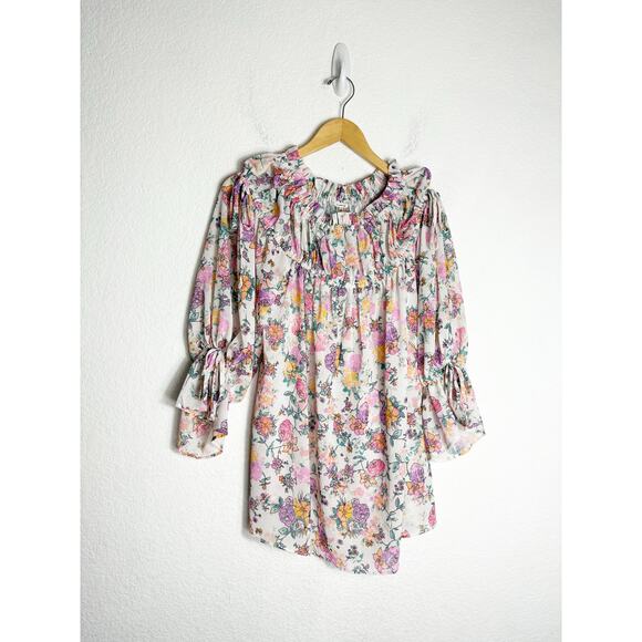 NWT Revolve Tularosa Brogan Off-Shoulder Mini Dress Medium Pink White Floral - Picture 3 of 14